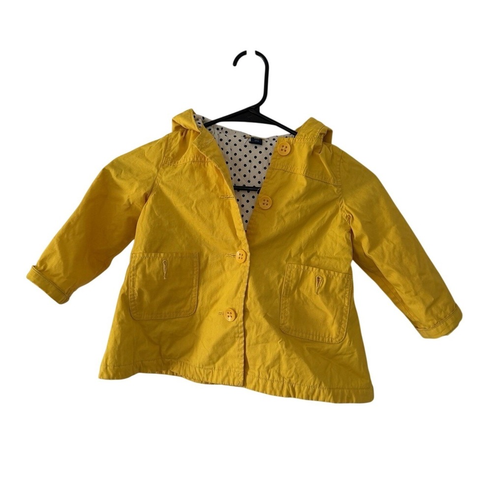Baby GAP Canvas Jacket With Hood Button Up Toddler 4yr Duck Yellow Spring Coat